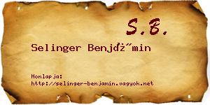 Selinger Benjámin névjegykártya